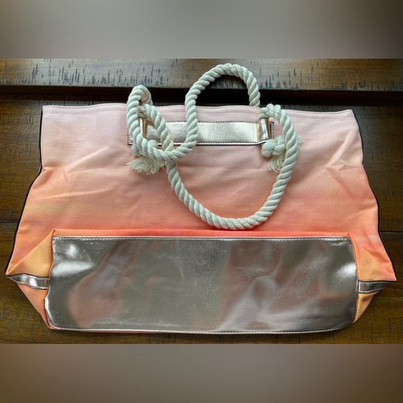 •NWT•Victoria’s Secret Ombré XL Tote Bag with Braided Rope Handles - Picture 4 of 13